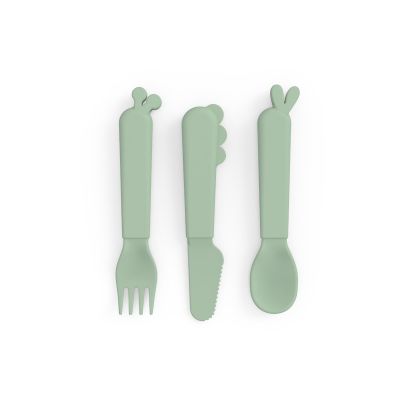 Besteck-Set - kiddish cutlery set - deer friends - green