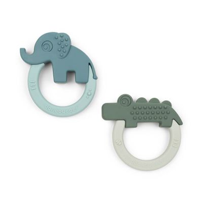 Silicone teether 2pack Green/Blue