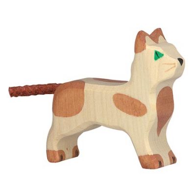 HOLZTIGER Katze, stehend, klein, Holzfigur