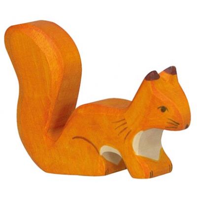 HOLZTIGER Eichhörnchen, stehend, orange, Holzfigur