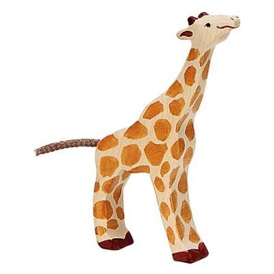 HOLZTIGER Giraffe, klein, fressend, Holzfigur
