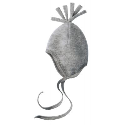 Baby-Mütze aus Schurwoll-Fleece, Gr. 86/92, hellgrau melange